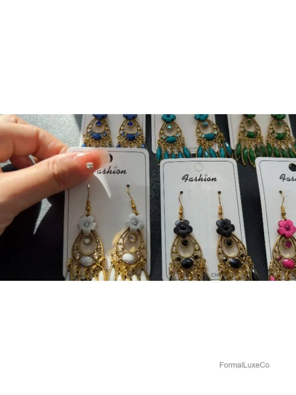 Handmade Bohemian Acrylic Crystal Chandelier Drop Earrings Alloy Hook Floral